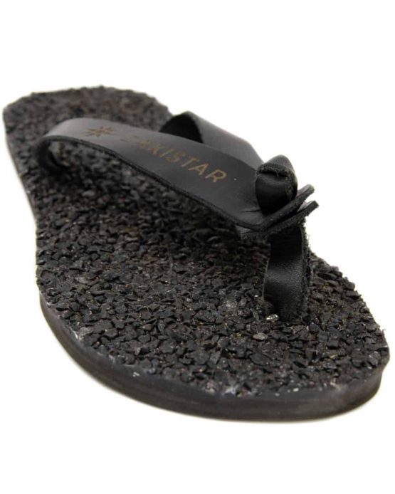 Black Leather flip flops that massage